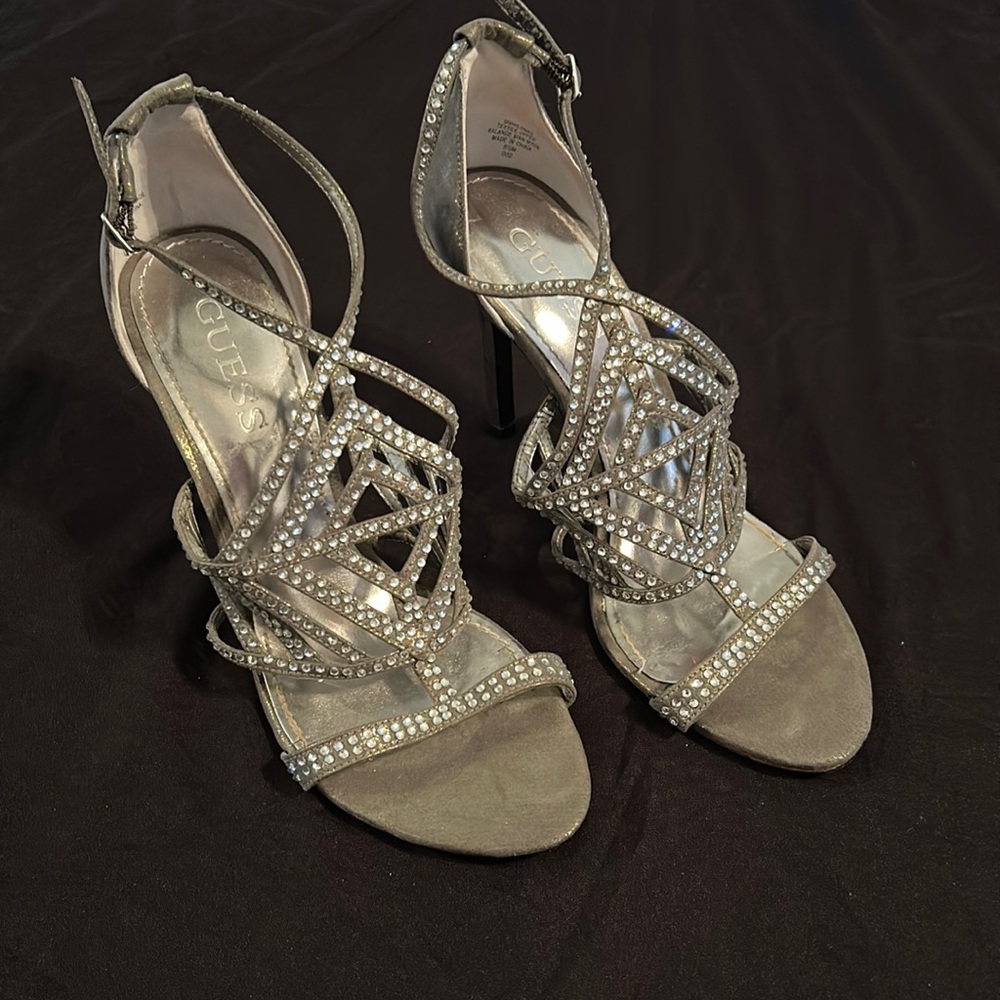 Shiny silver heels